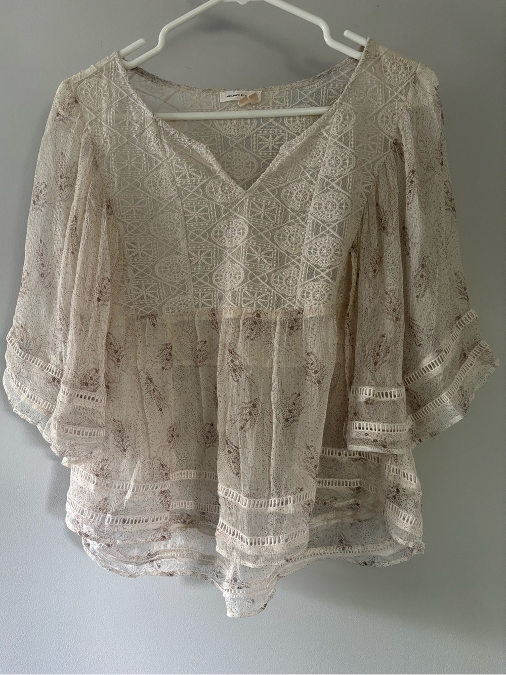Meadow Rue Boho Lace Peasant Blouse